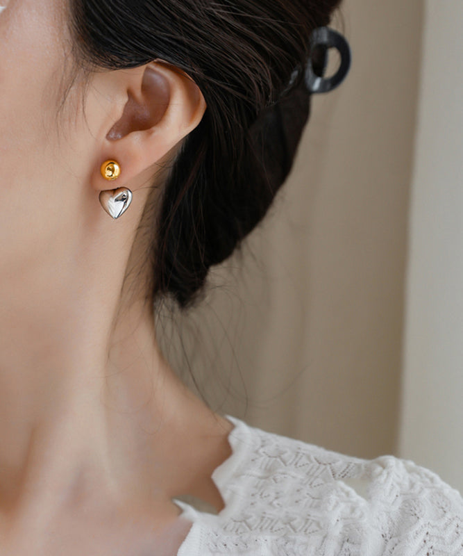 Love Earrings Overgild Stud Simple Copper Colorblock