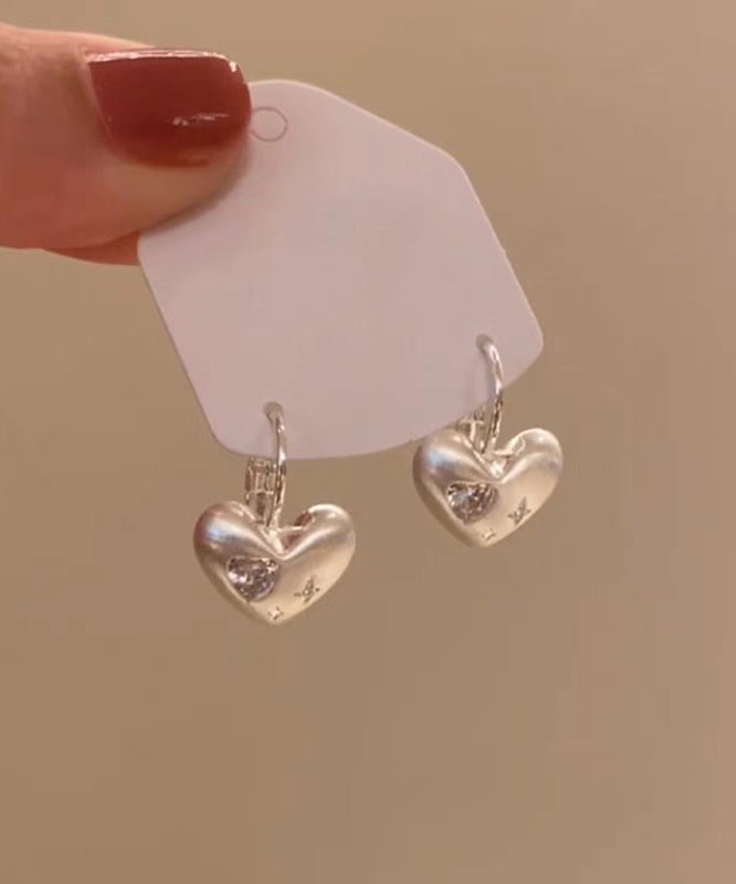 Silk Drop Earrings Alloy Love Copper Zircon Simple