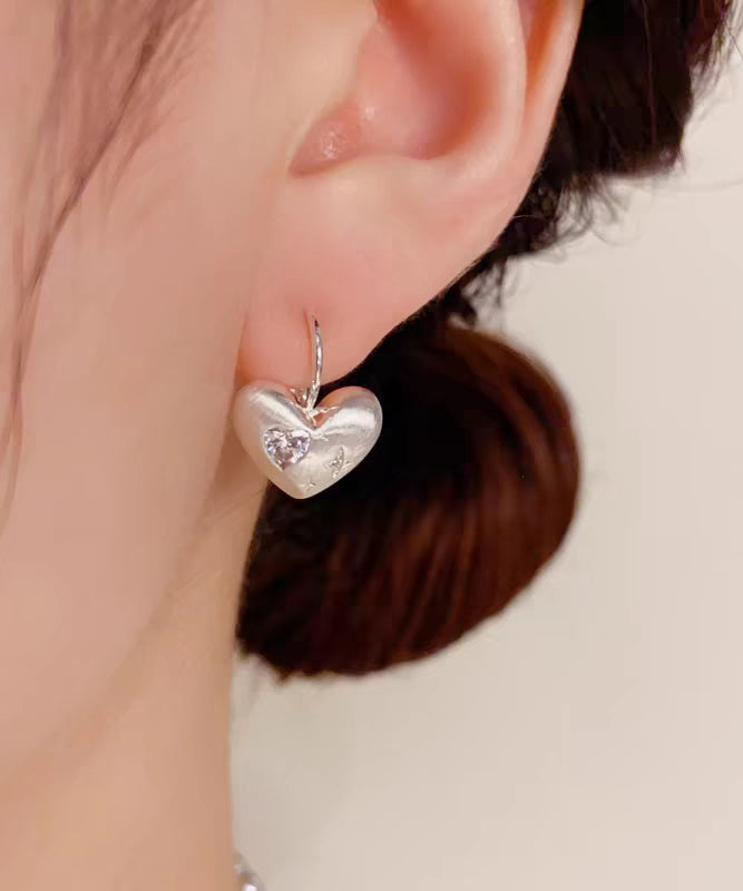 Silk Drop Earrings Alloy Love Copper Zircon Simple