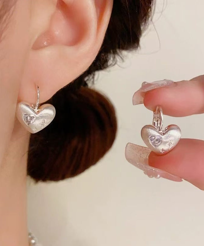 Silk Drop Earrings Alloy Love Copper Zircon Simple