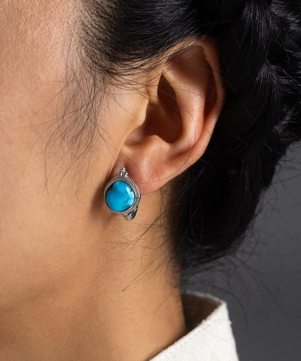 Silk Stud Turquoise Simple Sterling Earrings Silver
