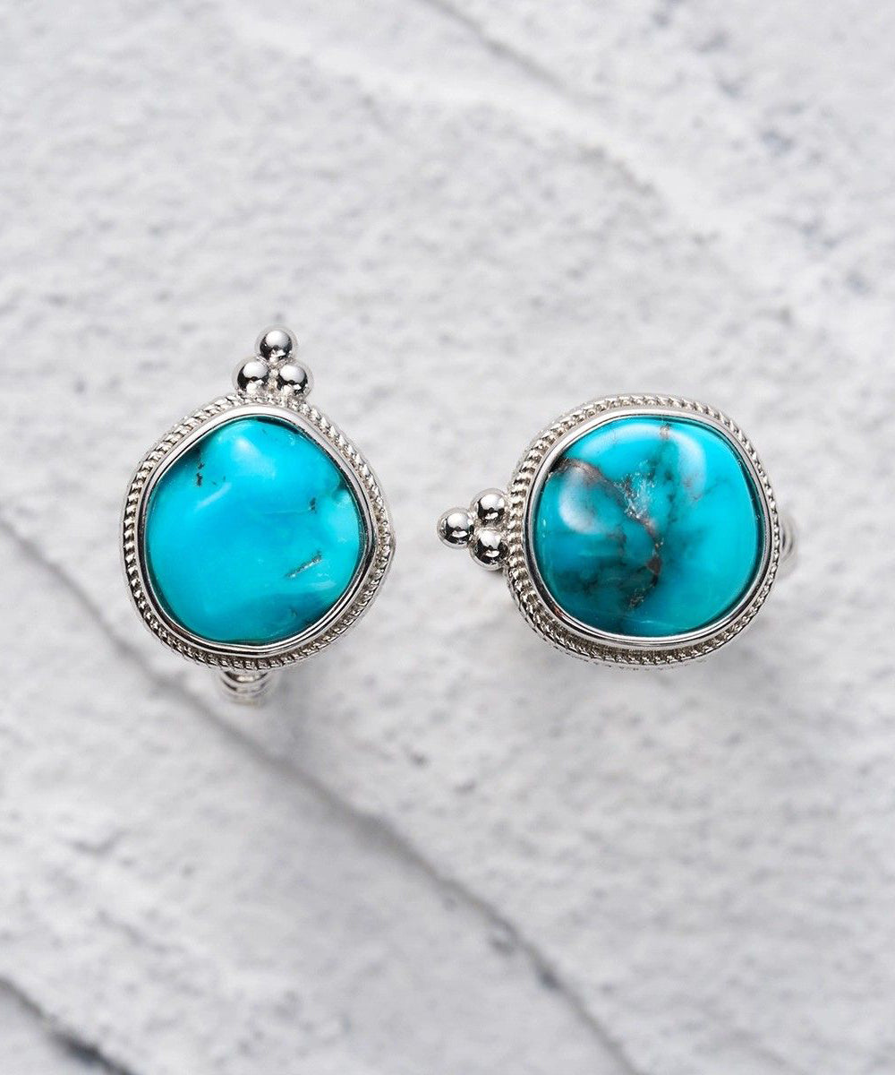 Silk Stud Turquoise Simple Sterling Earrings Silver