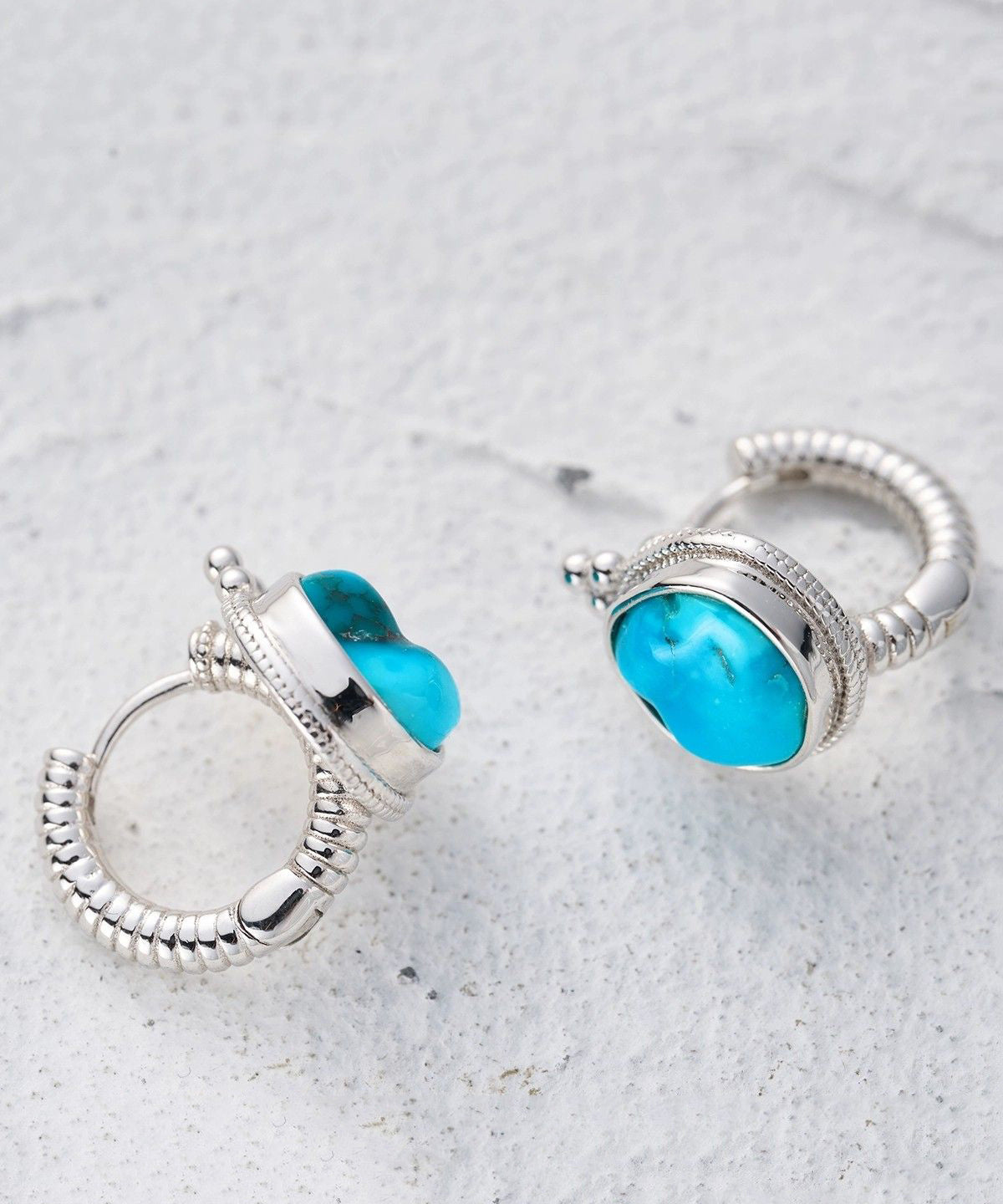 Silk Stud Turquoise Simple Sterling Earrings Silver