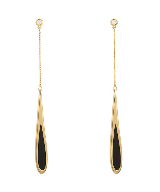 Copper Skinny Water Earrings Drop Gold Alloy Black