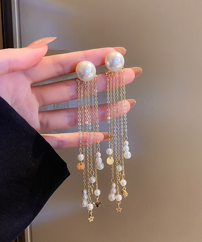 Earrings Pear Skinny Drop Copper Alloy Tassel Gold