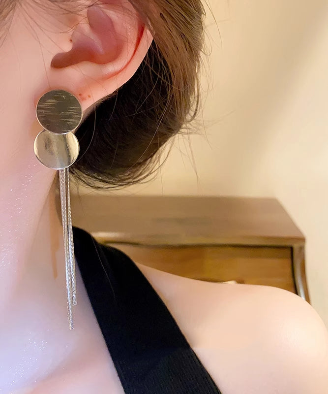 Silk Skinny Earrings Metal Drop Tassel Sequins