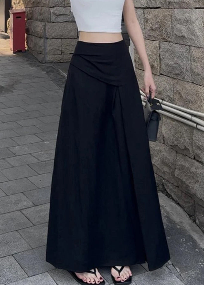 Fit Waist Side Black Slim High Summer Cotton Open Skirts