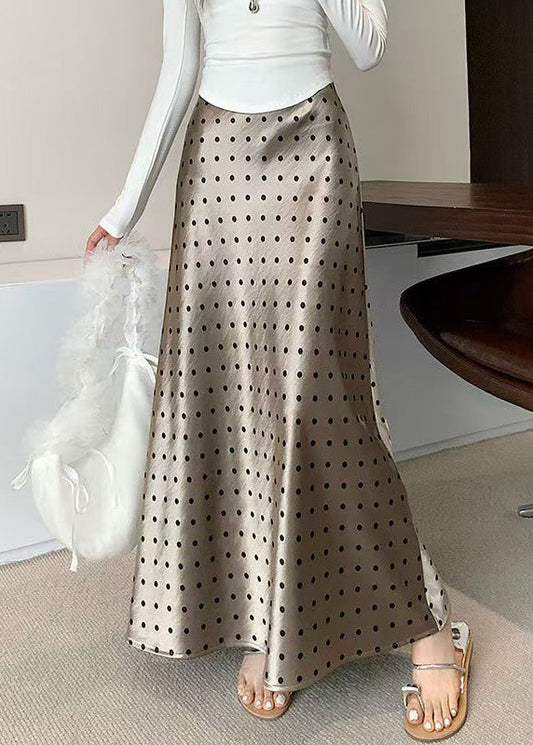 Waist Champagne Fit Color Slim Silk Fall Skirts High Dot