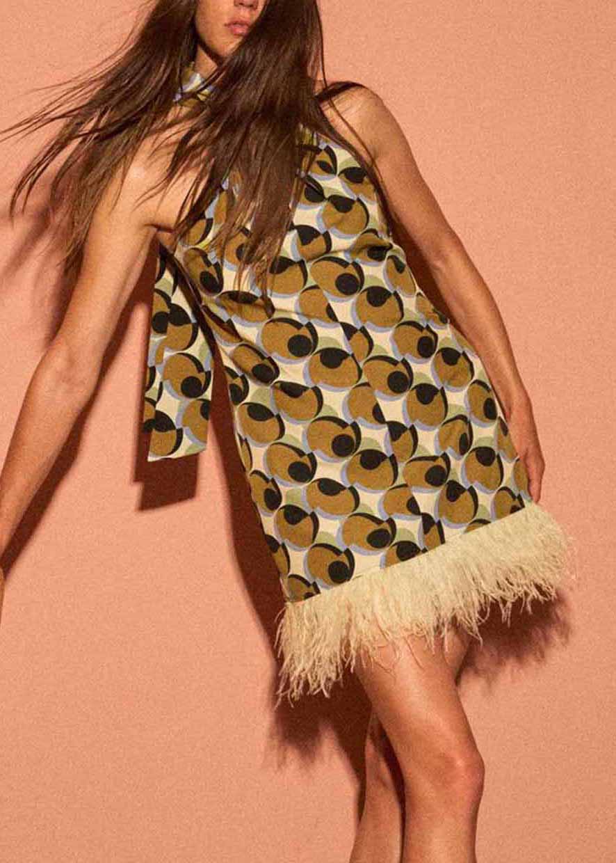 Stylish Cotton Dress Geometric Print Mid Patchwork Tassel