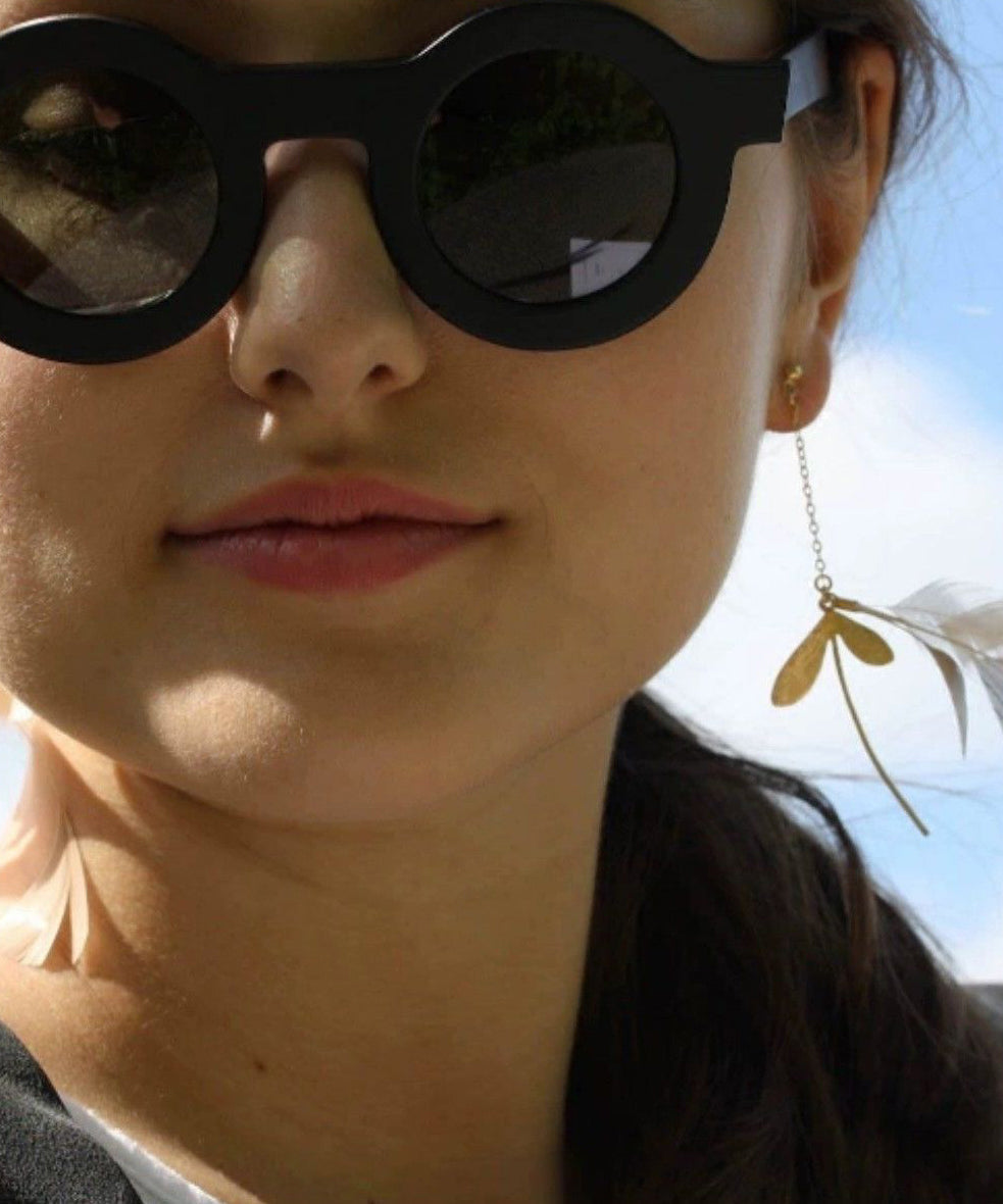 Copper Gold Feather Stylish Earrings Overgild Drop