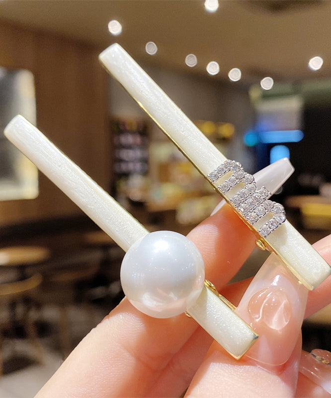 Zircon White Alloy Stylish Pearl Hairpin