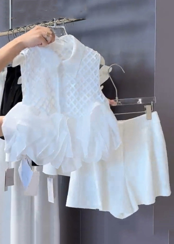 Shirts Cotton Two Peter Plaid And Stylish Collar Pan White Shorts