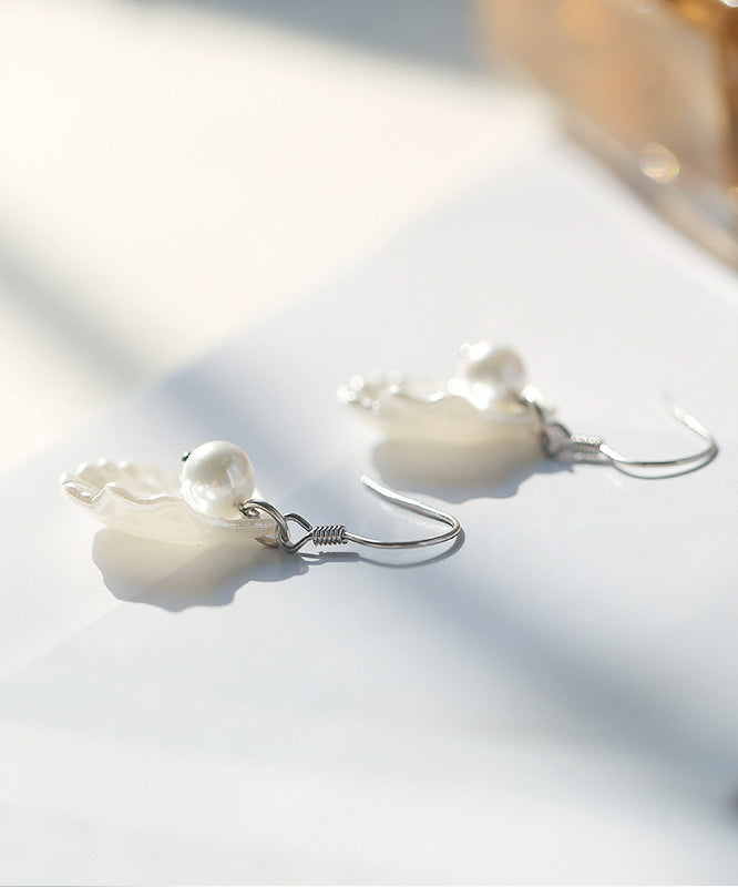 Drop Earrings Pearl Silver Sterling Stylish Shell White