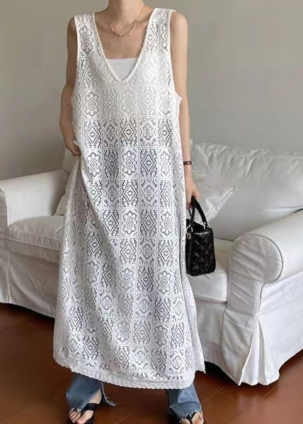 Oversized Lace Hollow Dress Black Out Unique Sleeveless