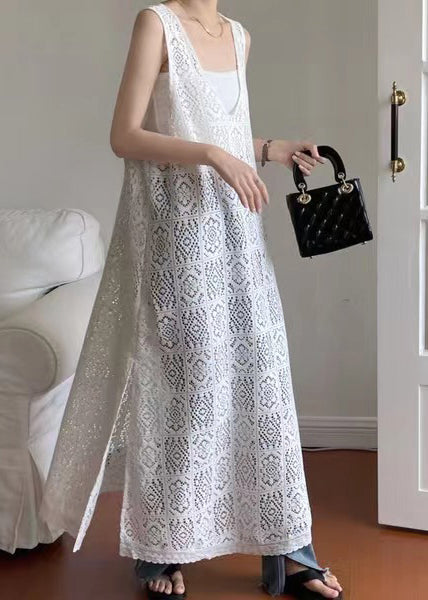 Oversized Lace Hollow Dress Black Out Unique Sleeveless