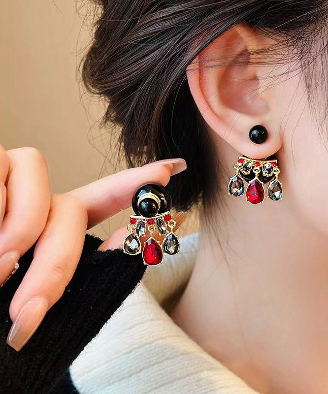 Crystal Drop Tassel Earrings Ball Copper Unique Alloy Colorblock