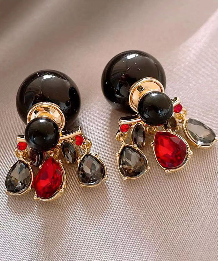 Crystal Drop Tassel Earrings Ball Copper Unique Alloy Colorblock