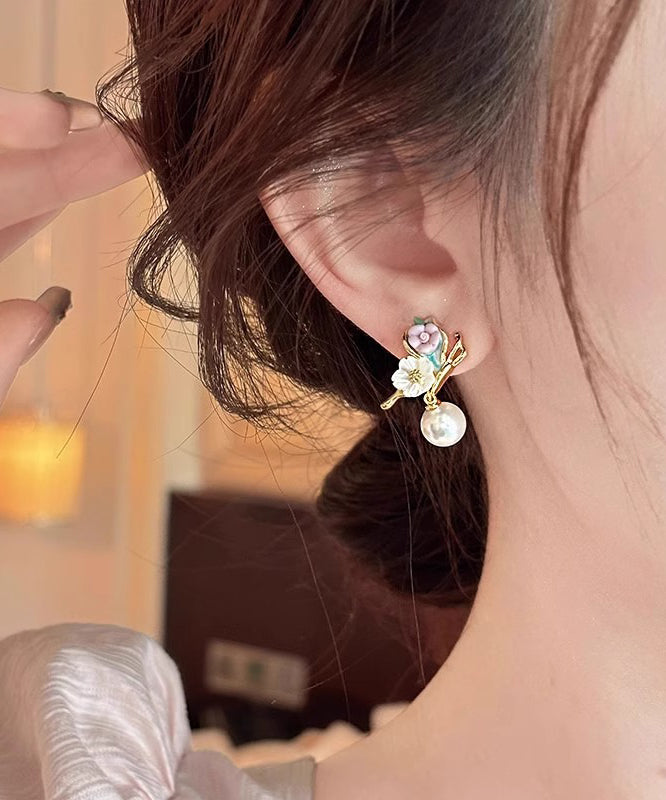 Alloy Rainbow Unique Floral Butterfly Drop Copper Earrings