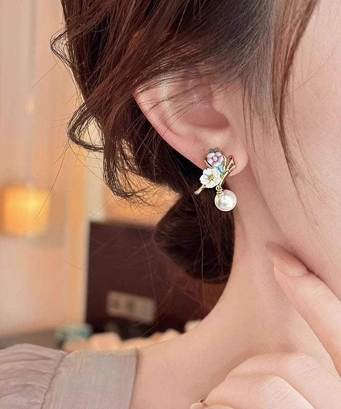 Alloy Rainbow Unique Floral Butterfly Drop Copper Earrings