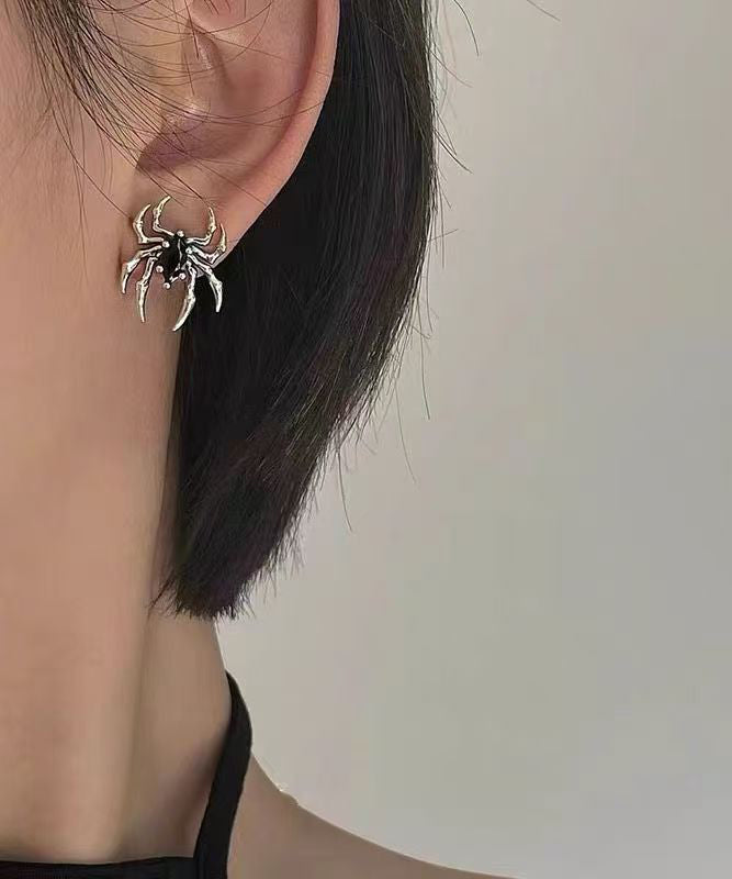 Unique Earrings Copper Spider Silk Overgild Stud