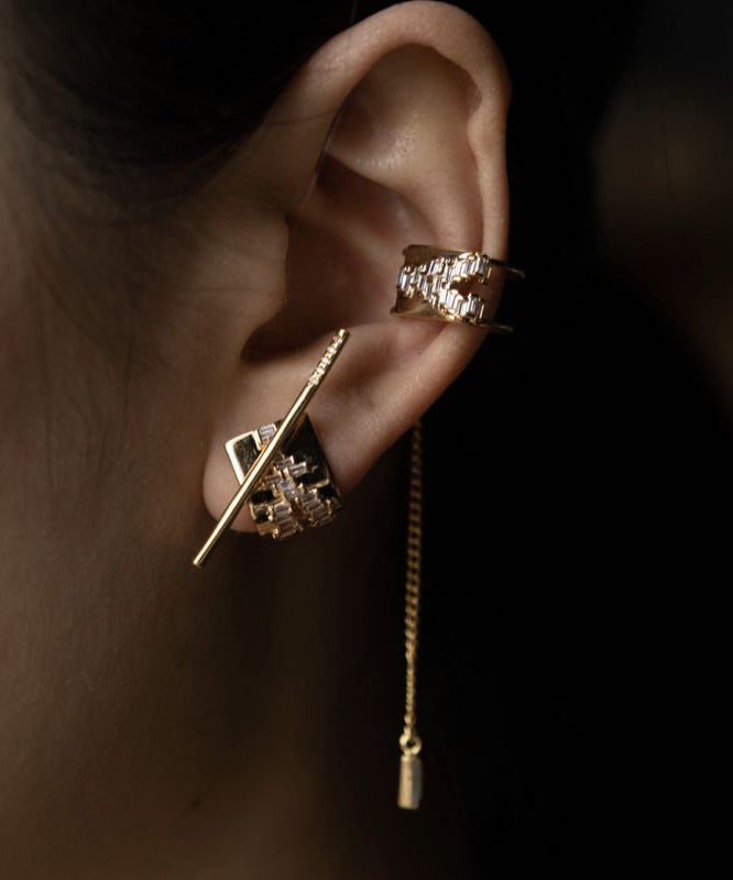 Zircon Silk Overgild Drop Earrings Tassel Copper Unique