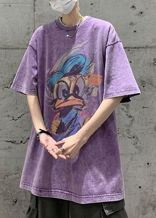 Green Neck Print Summer Shirt Mens Cotton T Vintage O