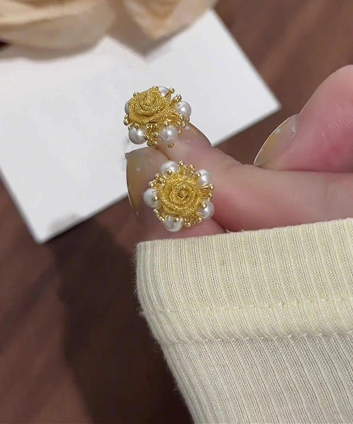 Stud Copper Earrings Alloy Gold Vogue Graphic Pearl