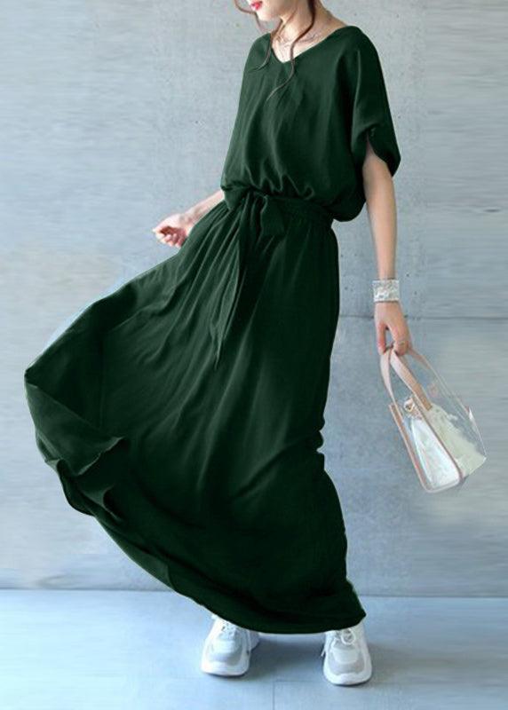 Black Exra Waist Women Dresses Tie Summer Hem Cotton Large