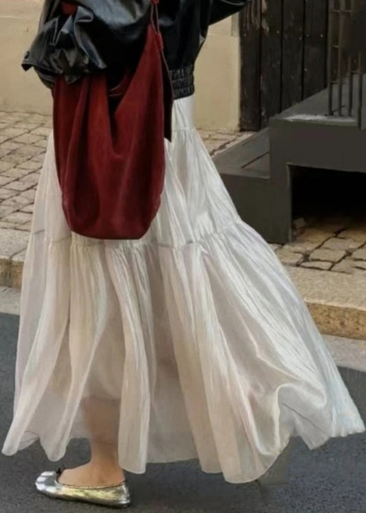 Waist Wrinkled Summer Grey Light Women Silk Elastic Skirts