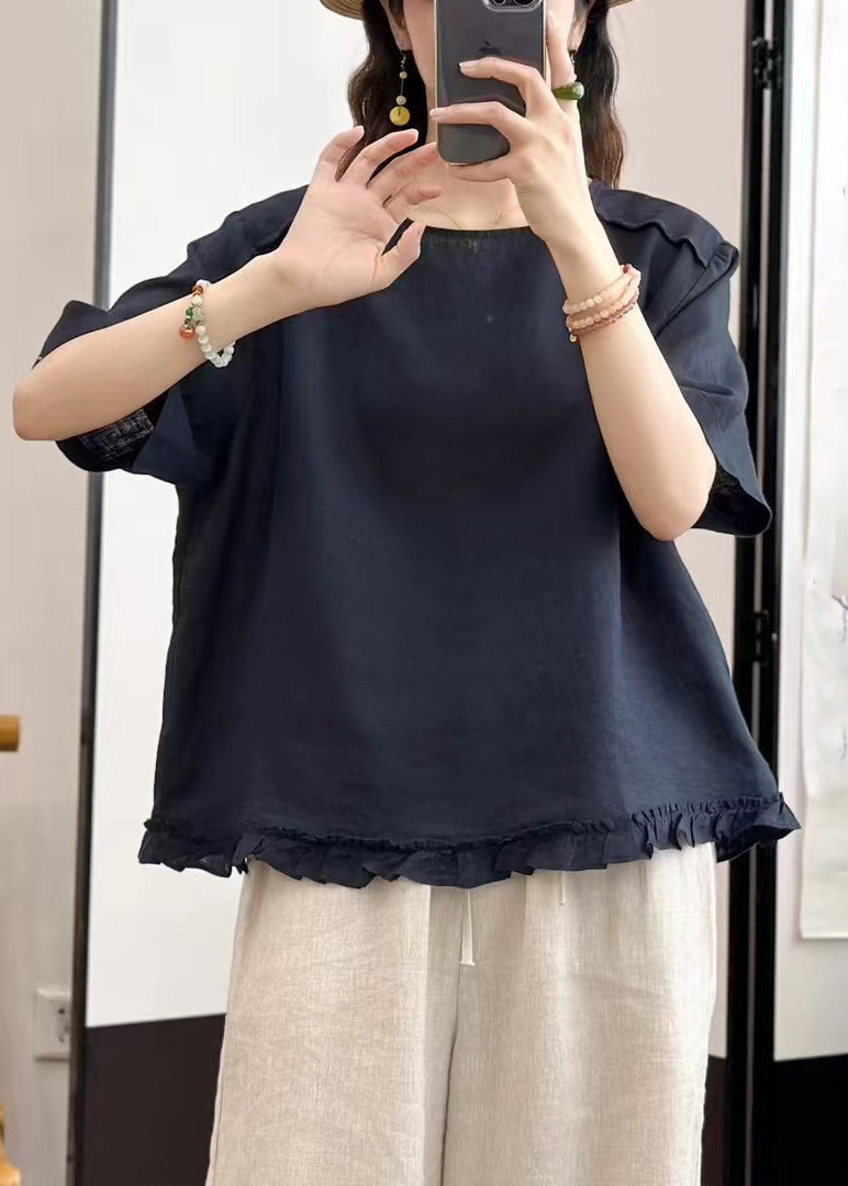 Summer On Linen Both Wear Ruffled Sides Women Shirt