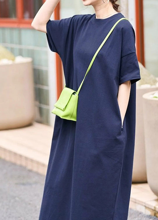 Summer Long Navy Dresses Oversized Cotton Women