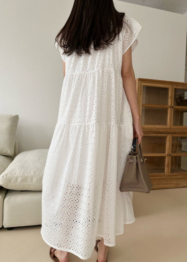 Embroidered White Cotton Women Dress Party Summer