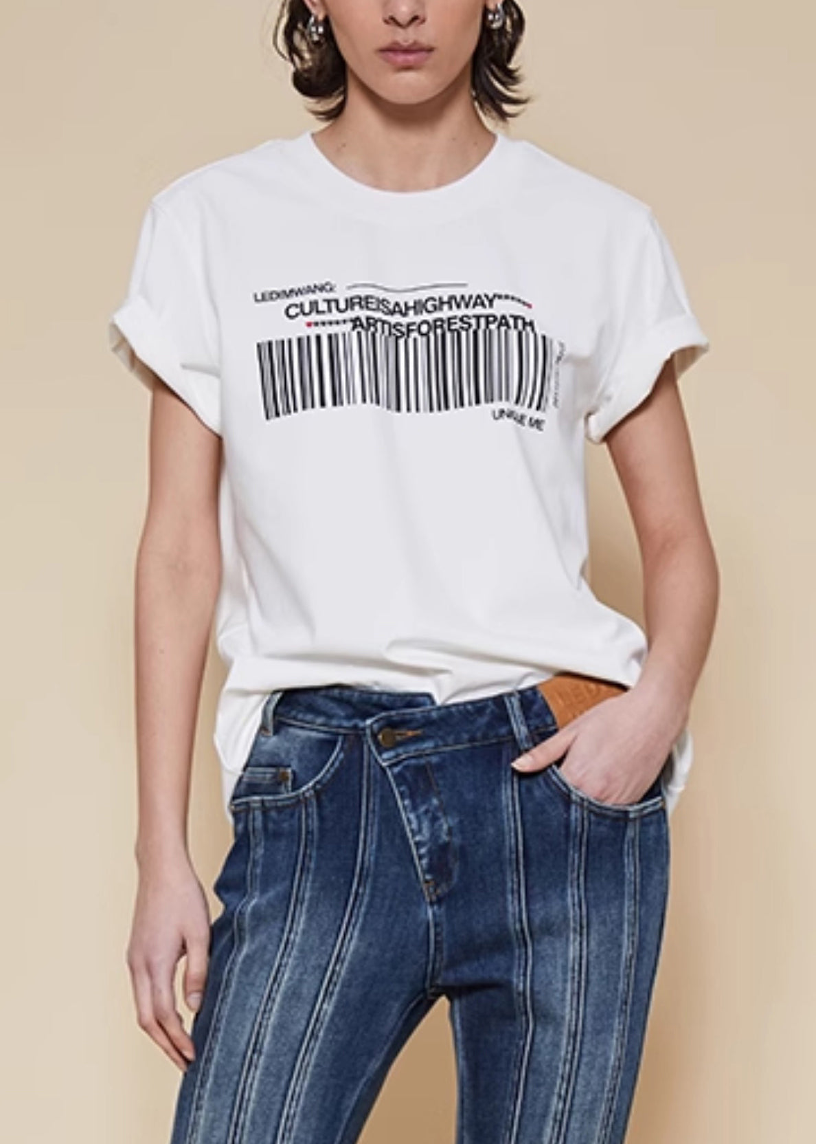 Summer T Women Neck Cotton Shirts O Print White