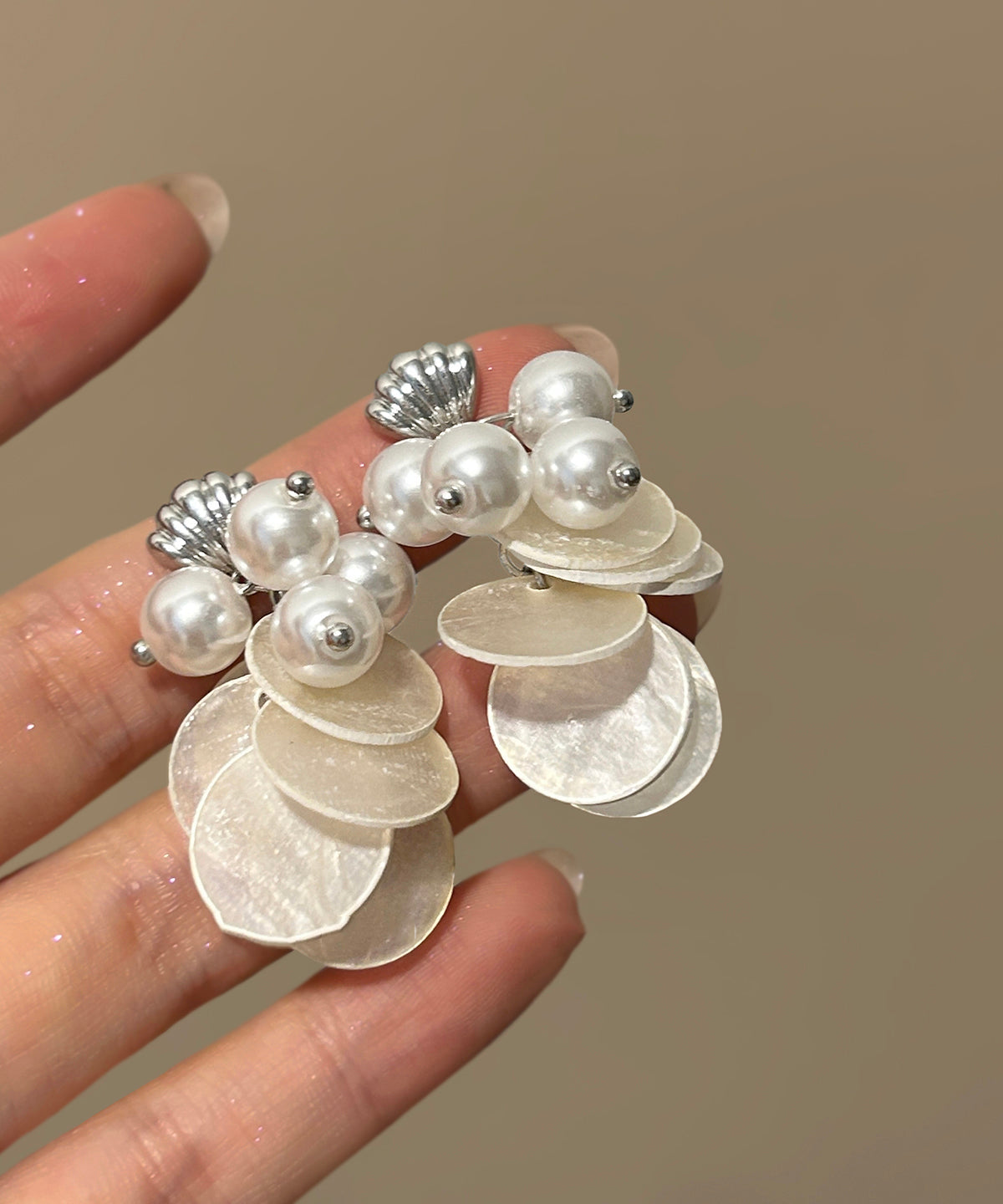 Shell White Earring Women TasselDrop Silver Pearl