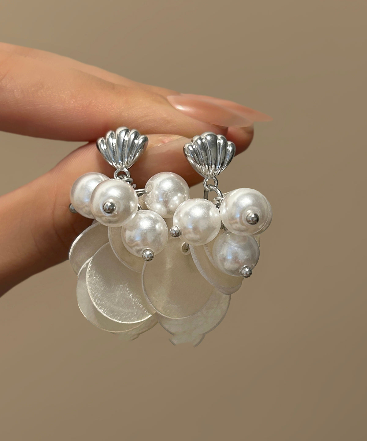 Shell White Earring Women TasselDrop Silver Pearl