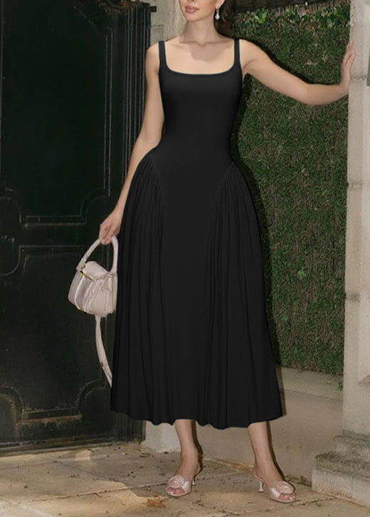 Women Yellow Patchwork Collar Square Cotton Wrinkled Summer Dress