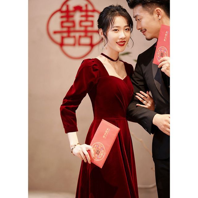 Long-Sleeve A-Line Evening Gown / Cocktail Dress