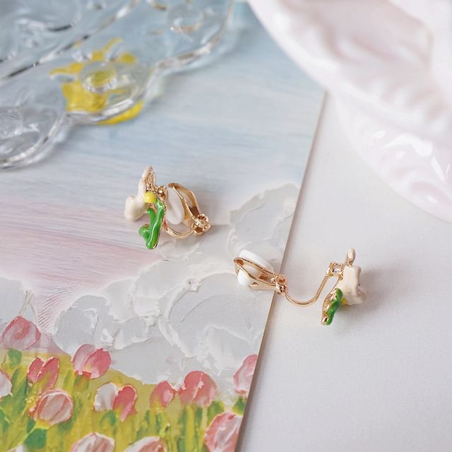 / Earring Butterfly Stud Alloy Floral