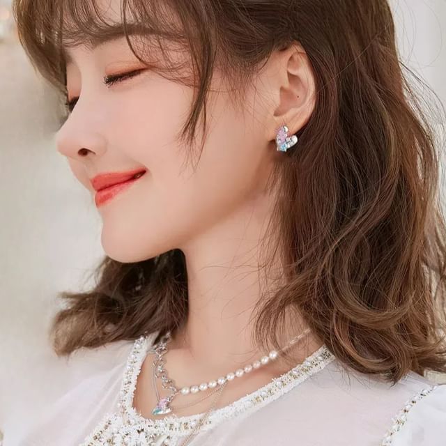 / Stud Sterling Silver Cuff Earring Ear Panel Heart