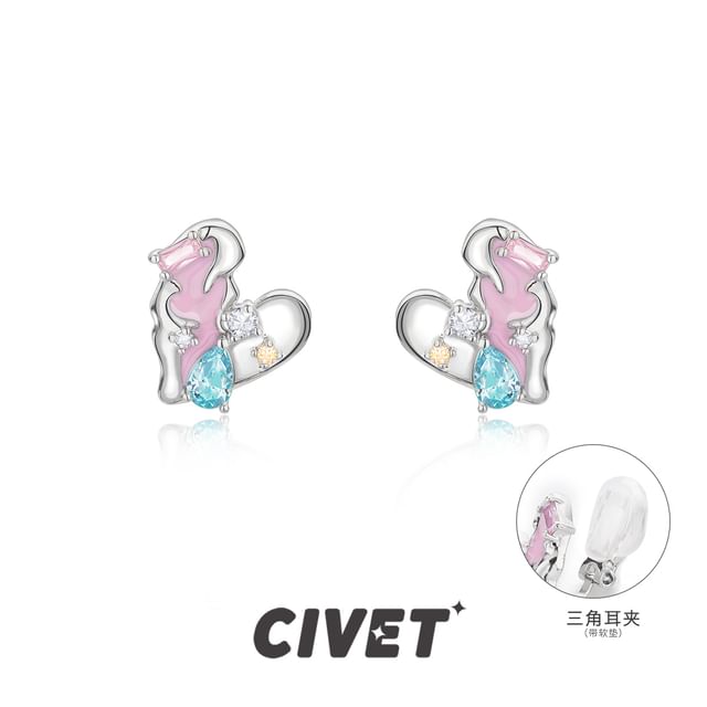 / Stud Sterling Silver Cuff Earring Ear Panel Heart