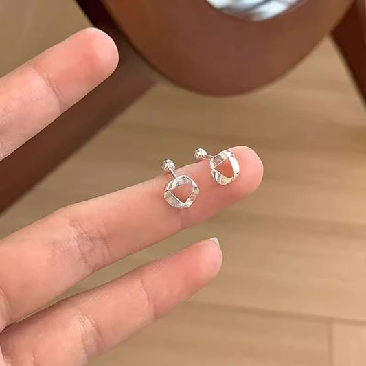 925 Earring Barbell Silver Twisted Sterling