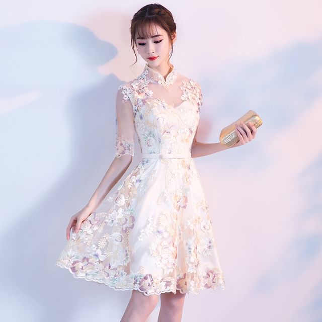 Floral Embroidered A-Line Qipao (Various Designs)