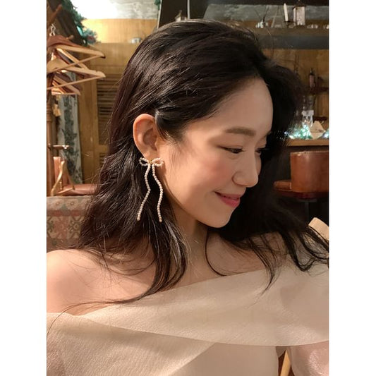 Sterling Earring Bow Silver 925 Stud Beaded