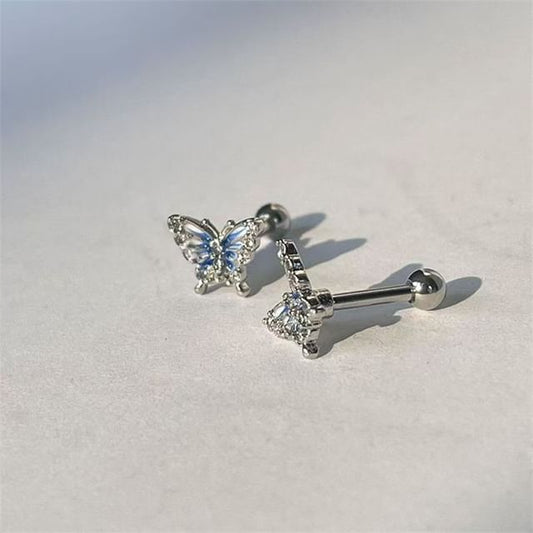 Stud Earring Rhinestone Butterfly