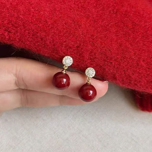 Bead Drop Rhinestone Earring Alloy