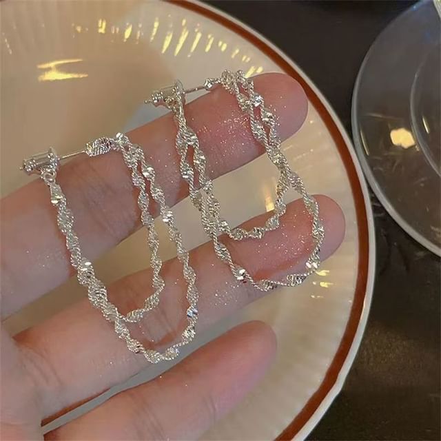 Hoop Earring Layered Helical Alloy