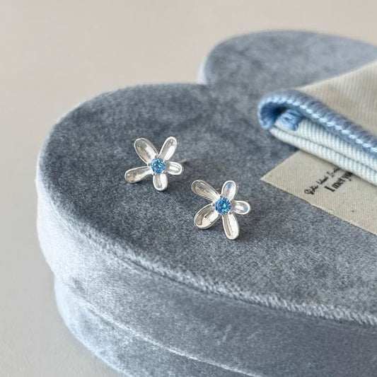 Alloy Stud Floral Rhinestone Earring