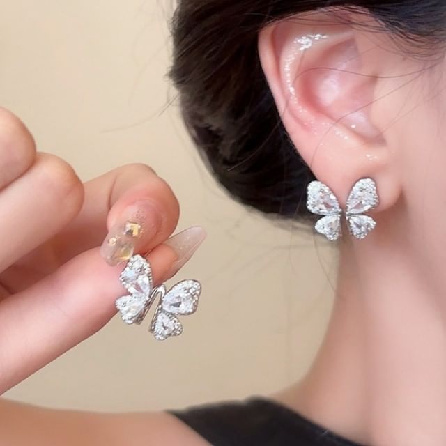 Butterfly Rhinestone Stud Earring