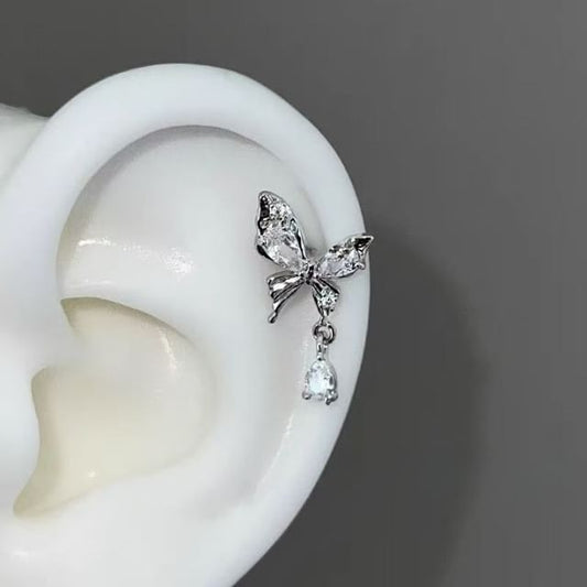 Alloy Drop Rhinestone Earring Butterfly