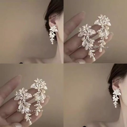 Alloy Floral Pearl Faux Earring Dangle